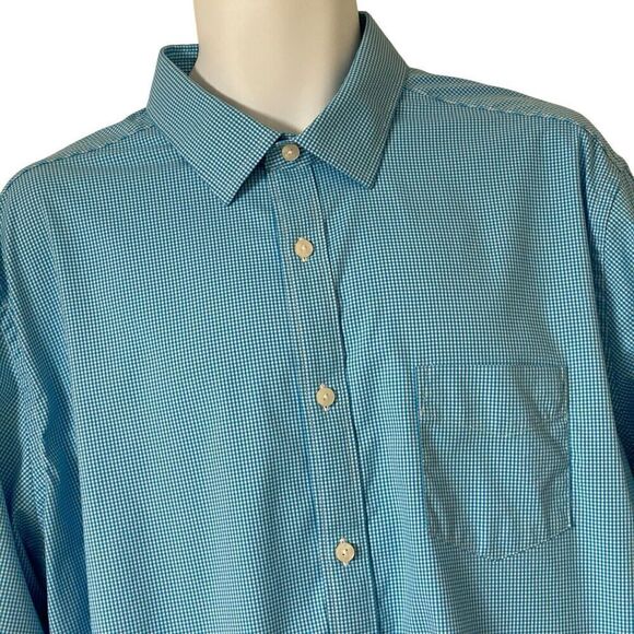 Untuckit Shirt Mens XXL Blue Shepherd Check Nylon Spandex Casual Office Business - Picture 2 of 5
